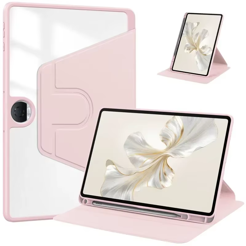Acrylic Rotation Case for Oneplus Pad GO 11.4 Inch PU Leather Stand Cover for OPPO PAD NEO Air 2 11.4" 2024 With Pencil Holder