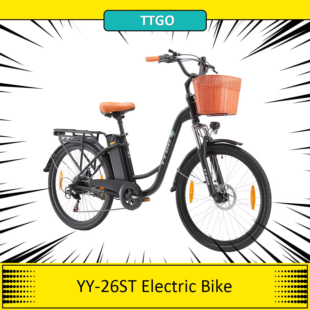 TTGO YY-26ST Electric Bike, 250W Motor, 36V 14.5AH Battery, 26*1.95” Tires Ebike , 25km/h Max Speed，Disc Brake,LED Display