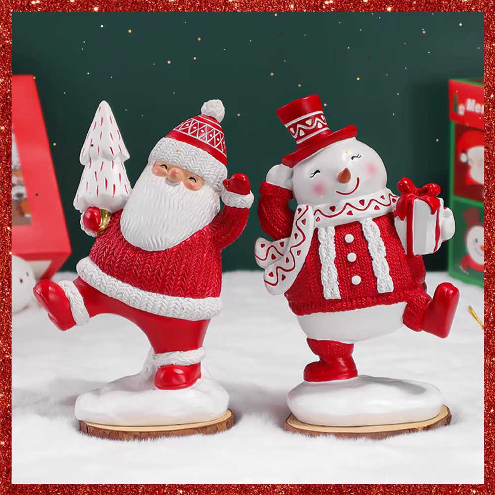Christmas tree snowman Santa Claus ornaments holiday scene props decoration resin crafts