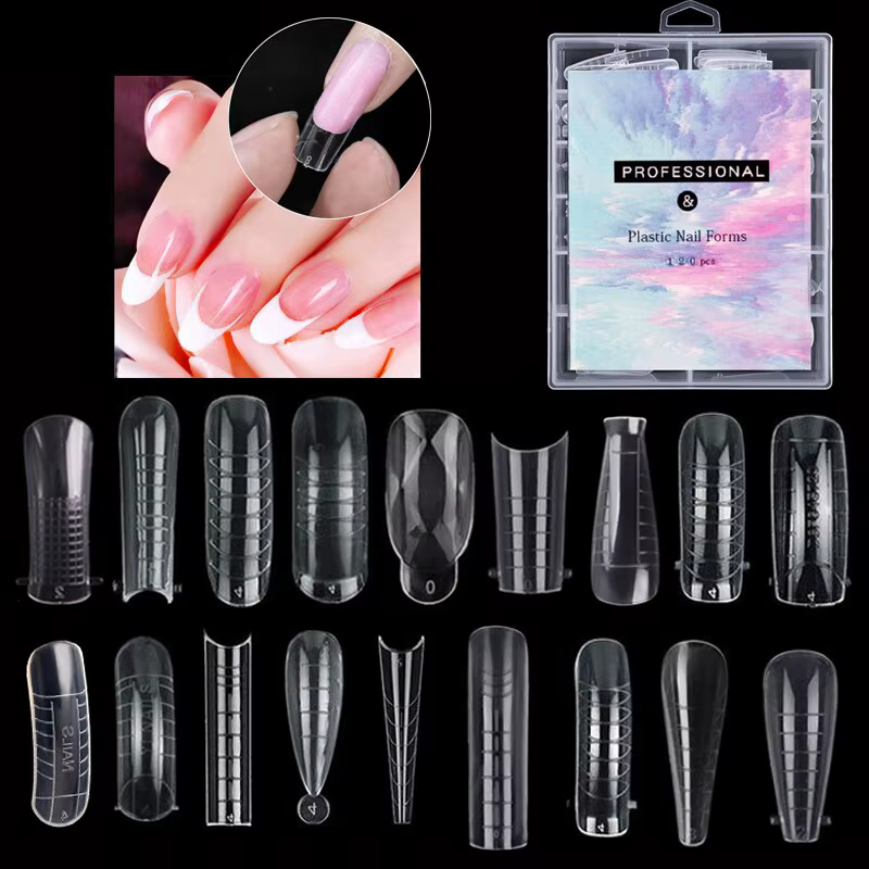120pcs Nail Forms Full Cover False Nails Quick Building Mold Fake Nail Shaping Extend Top Molds For Gel Salon Manicure Art