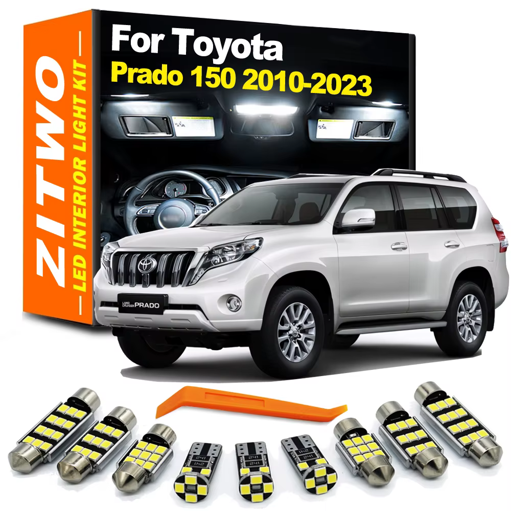 ZITWO 16Pcs LED Bulb Interior Reading Door Trunk Plate light Kit For Toyota Prado 150 LC150 2010- 2018 2019 2020 2021 2022 2023