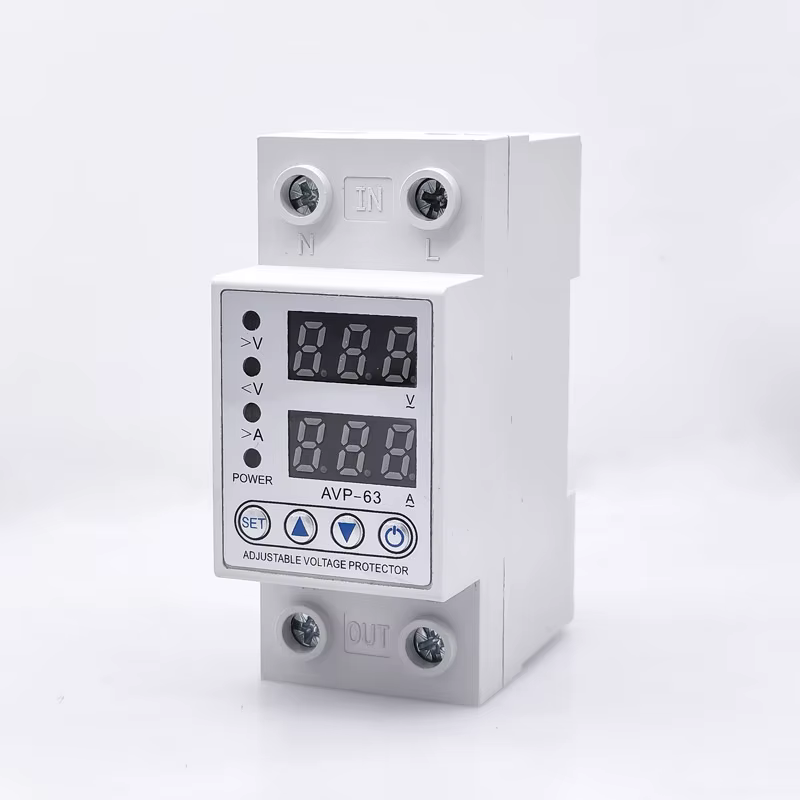 40A 63A 230V Adjustable Over Voltage Under Voltage Reclosing Protector  Relay Limit Over Current Protection Dual Digital Display