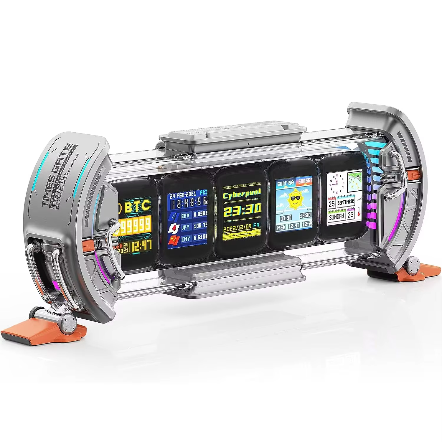 Divoom Times Gate Gaming Room Setup Digital Clock with Smart APP Control, WiFi Connect, RGB LED Display, Office Decor Cyberpunk