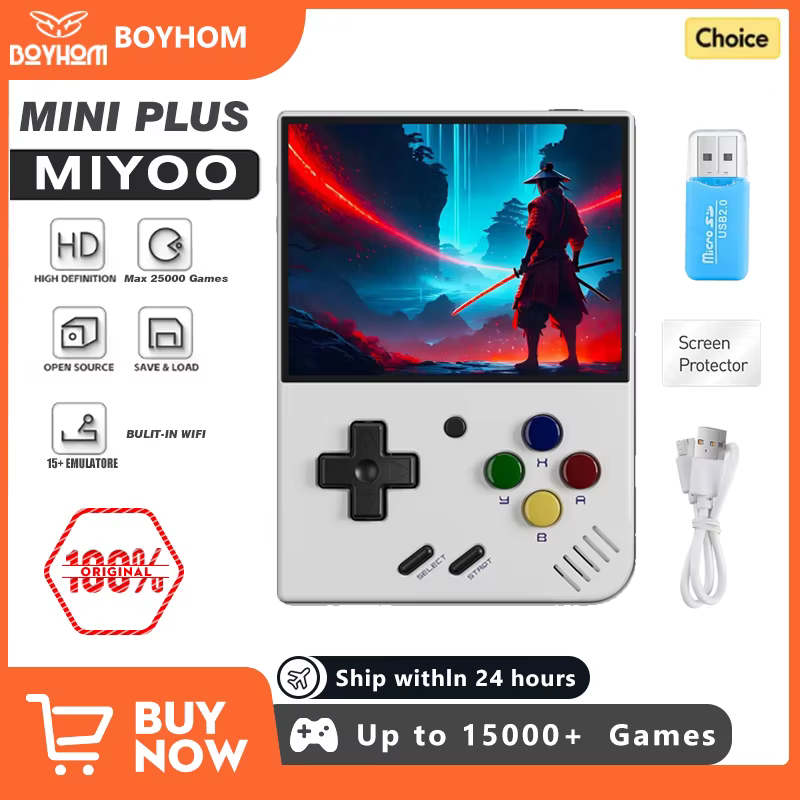 NEW MIYOO Mini Plus Portable Retro Handheld Game Console V2 Mini+ 3.5Inch IPS MAX 25000 Games Video Game Console Linux System