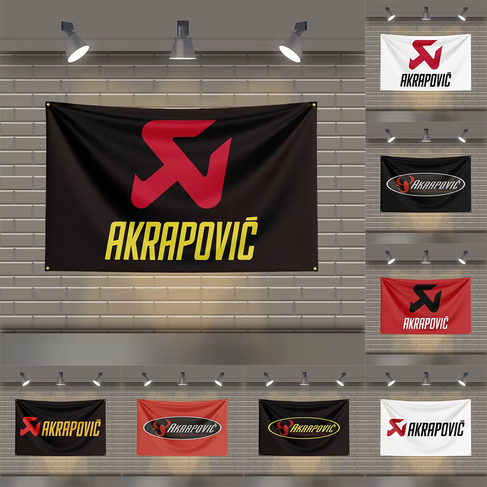 3x5 Ft Akrapovic Flag Polyester Printed Auto Parts  Flags for Room Garage Decor