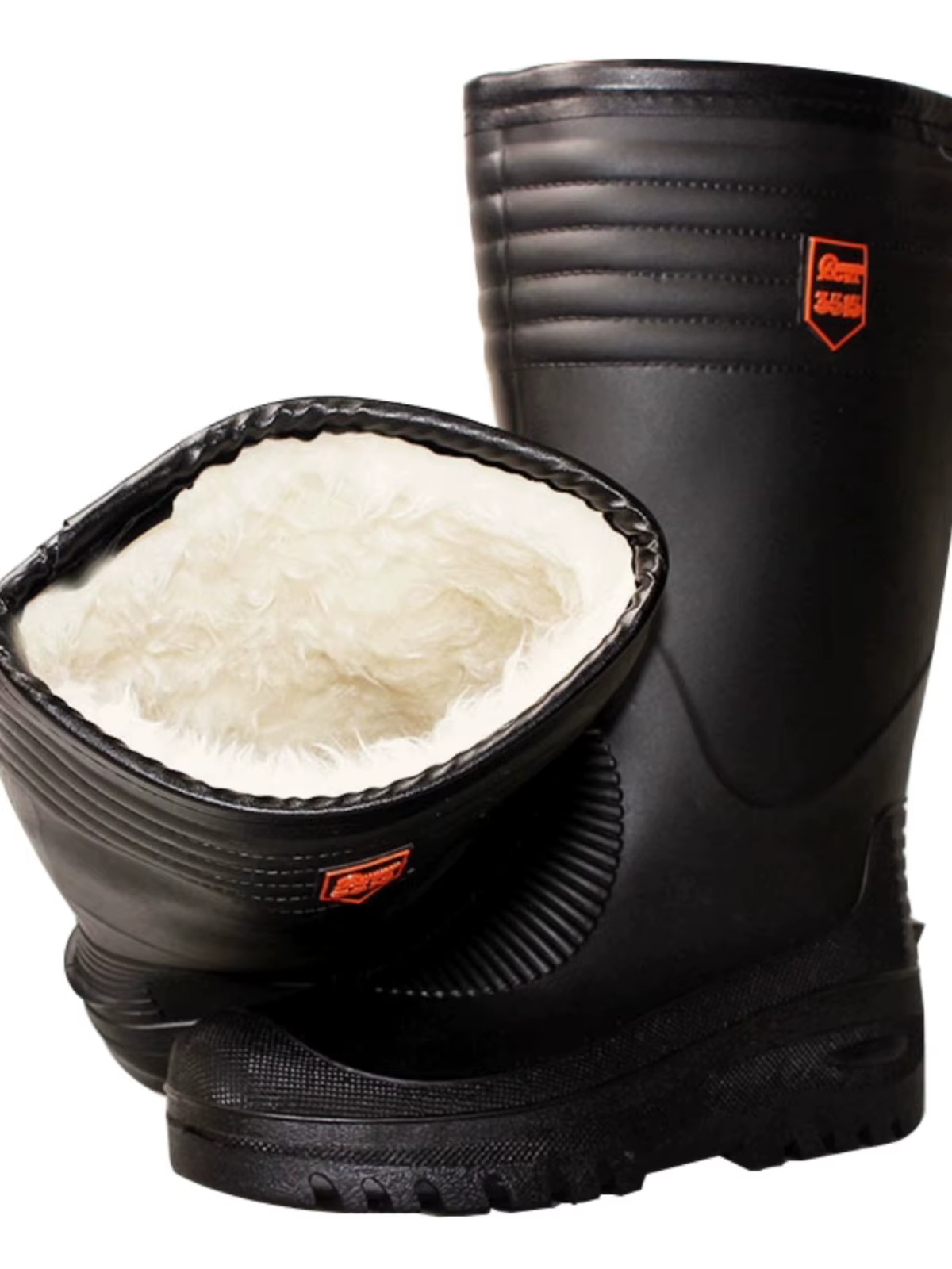 New Winter Rain Boots Warm Cotton Rain Boots Men's Mid-High Water Shoes Fleece-lined Waterproof Boots Thickened Long Wool Wat...