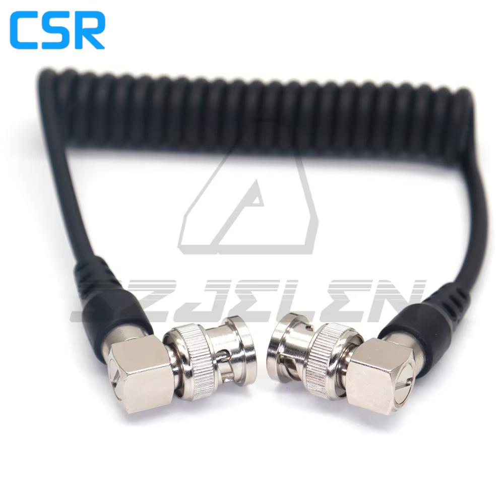 Right Angle BNC To Right Angle BNC Spring Cable SDI 12G Video Cable 75 Ω Coaxial Cable Camera Video Transmission Line