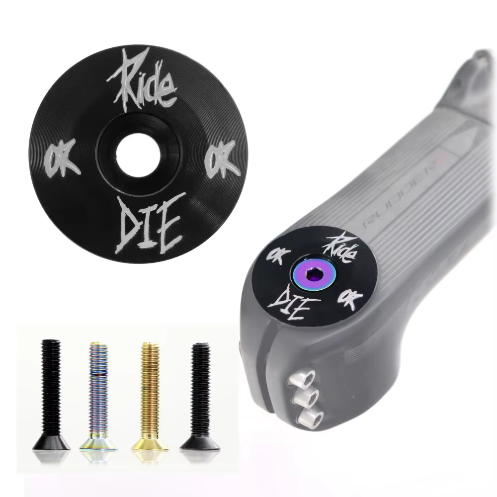 Ride or Die Bicycle Headset Top Cap W/ M6*30mm Titanium Screw for 1-1/8" Front Fork Aluminium alloy  Stem Top Cover