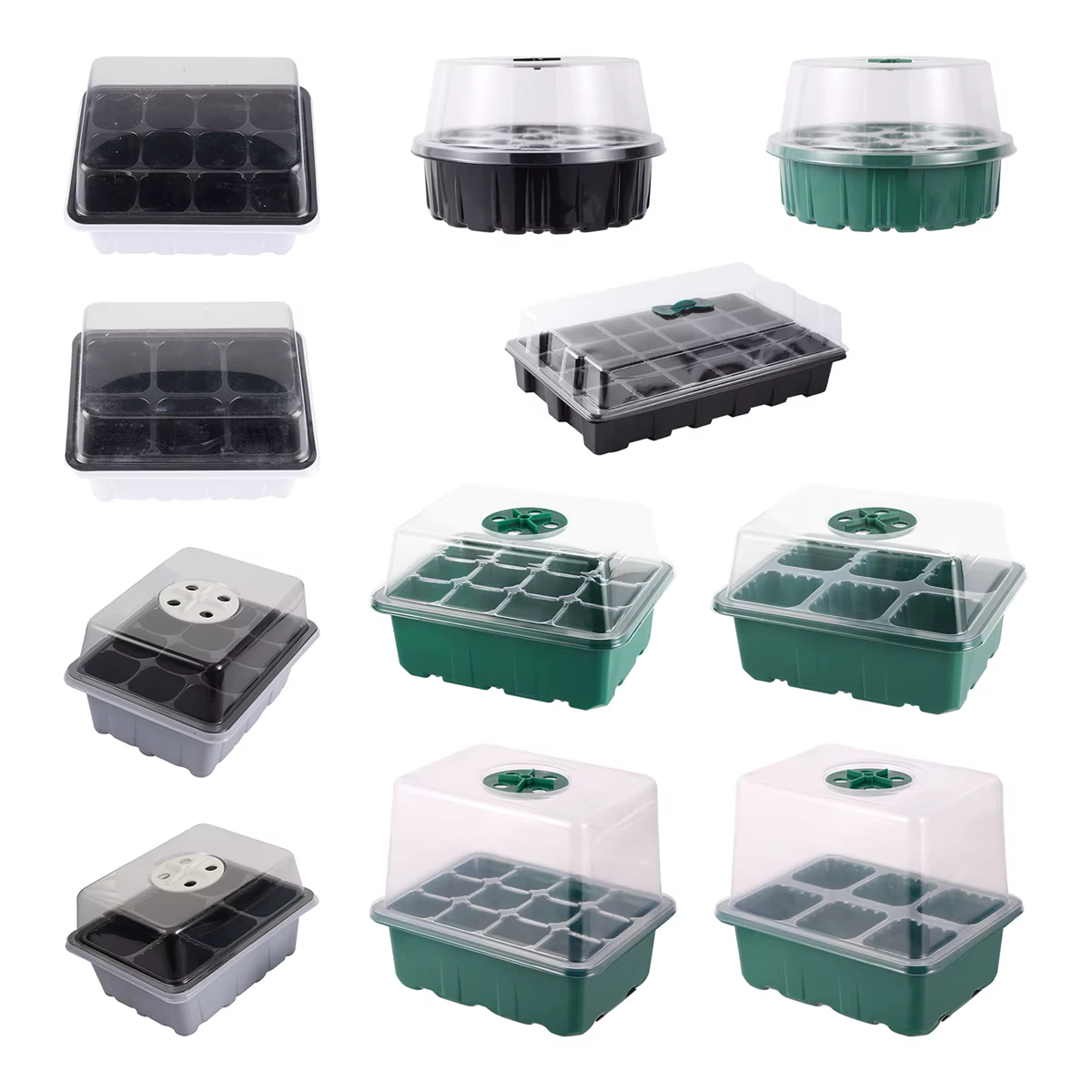 Plant Seedling Tray Germination Box With Humidity Adjustment Breathable Cover Seed Starter Planter Square/Round 6/12/13/24 Hole