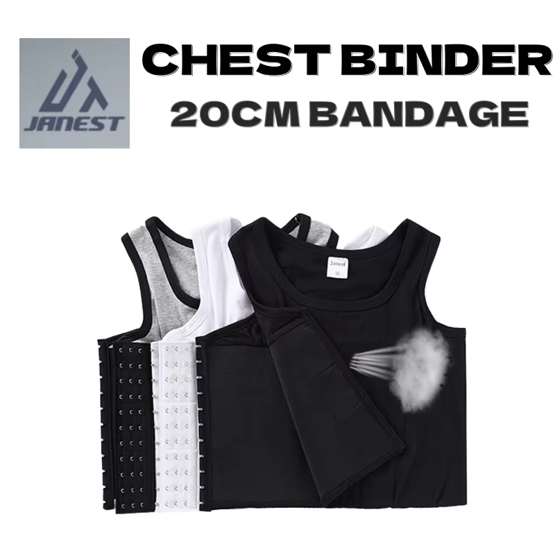 20cm Full Flat Chest Binder Breathable Adjustable Breast Binder Cotton Tomboy Corset FTM Trans Binder