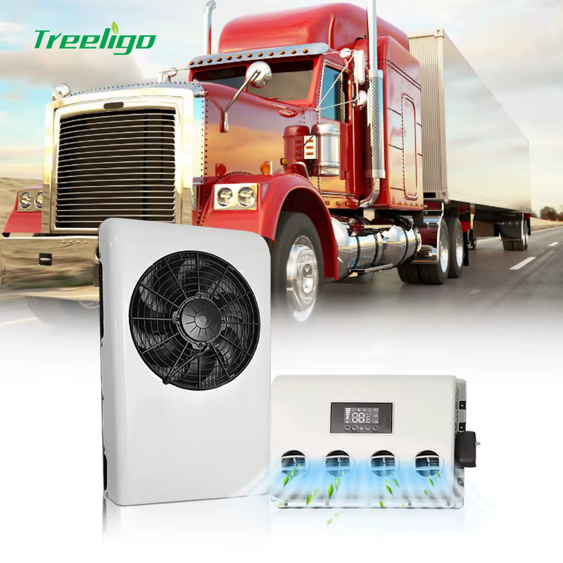 Treeligo 12V Electric Car Air Conditioner 10500BTU Truck Split parking air conditioning A/C 24V for Auto RV Caravan Camper Van
