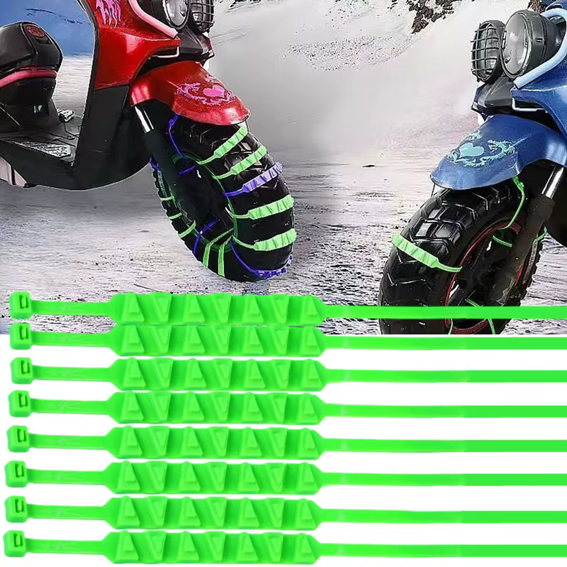 10Pcs Motorcycle Snow Chains Reusable Motorbike Tire Anti Slip/Skid Tie Winter Emergency Safety Belt Tyre Chain Moto Accessories