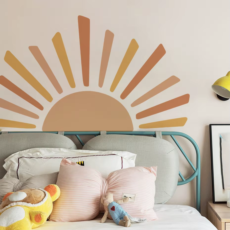 Boho Sun Sunshine Sunrise Watercolor Wall Sticker Vinyl Baby Room Living Room Nursery Art Decals for Kids Room Home Decor