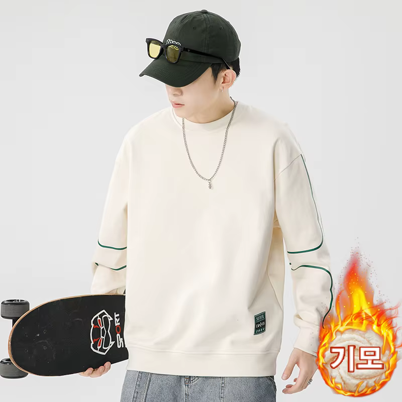 Trend In Men's Man-to-Man Winter Casual Easy Loose Big-size Long-sleeved Round Moisture T-Shirt TS3206