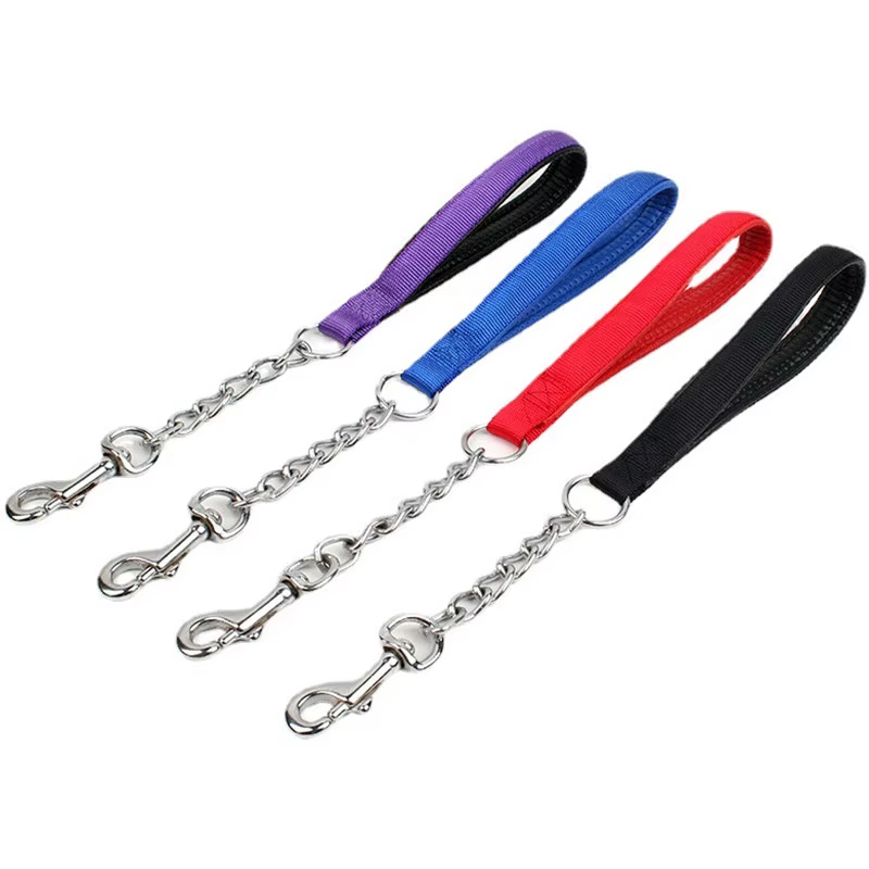 Dog Leash Stainless Steel Short Dog Leashs Chew Proof Leashes for Large Dogs Walking Traction Rope Nylon Dogs Chain Pet Products