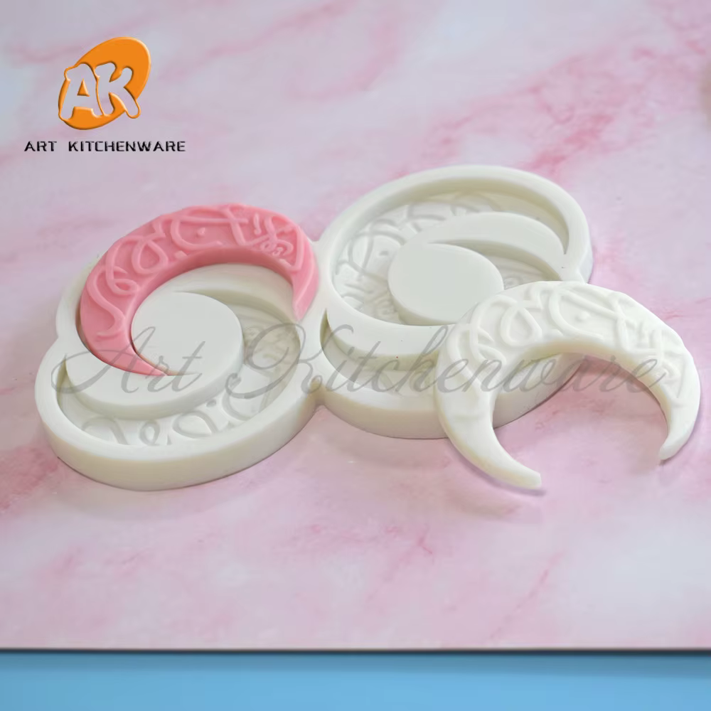 Eid Mubarak Ramadan Moon Shape Silicone Mold Fondant Chocolate Mould Clay Soap Craft Model Kitchen Decorating Accessories Tools