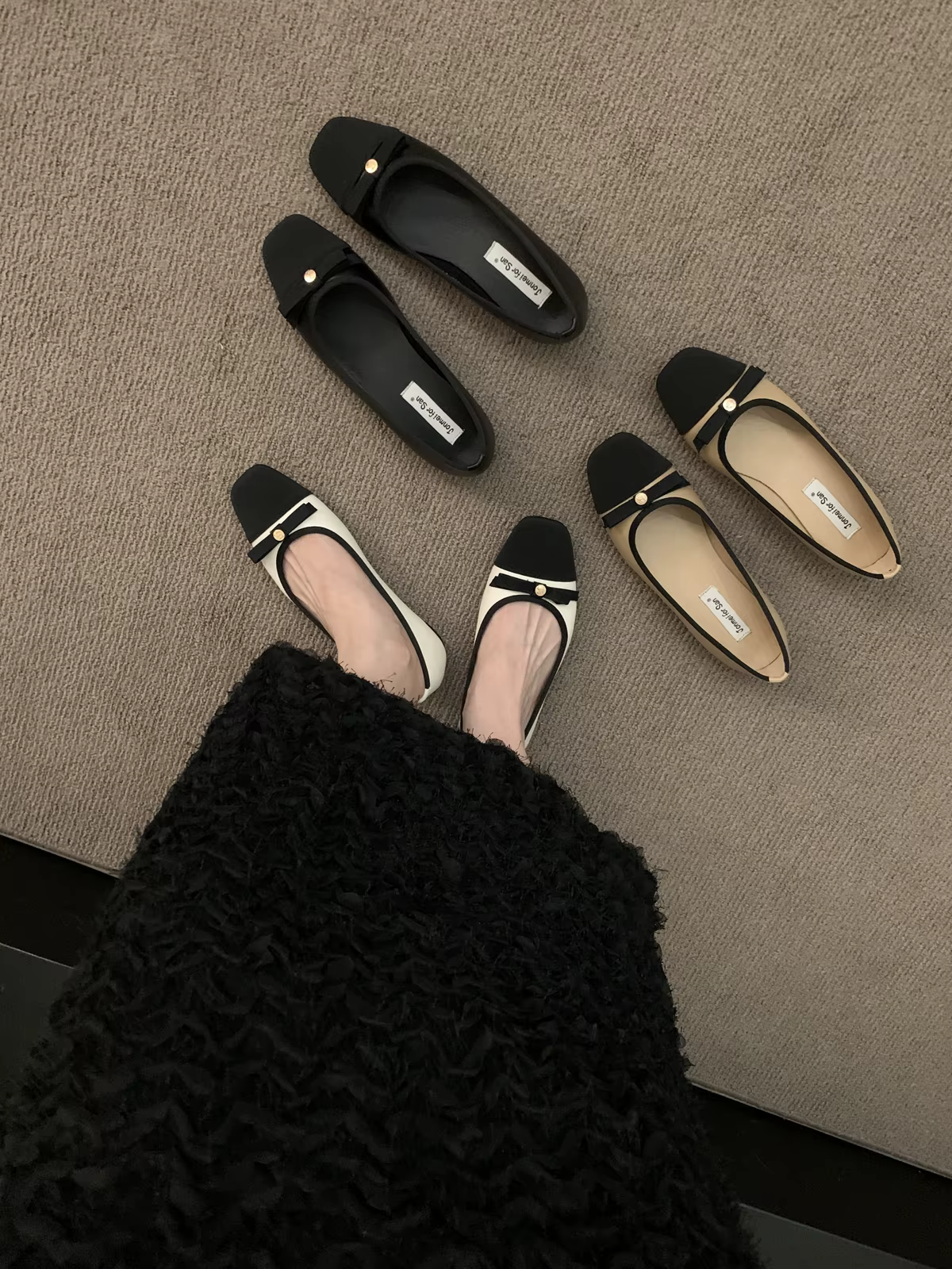 Graceful Color Matching Fairy Gentle Bow French sle Single-Layer Shoes Women 2024 Spring New Retro Temperament Grandma