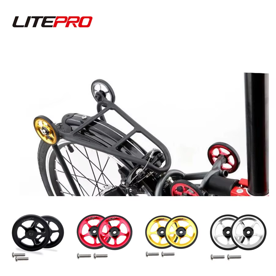 Litepro Folding Bike Aluminum Alloy Easy Wheel Modified Portable Push Wheel CNC Ultra-light Palin Cart Wheel For Brompton