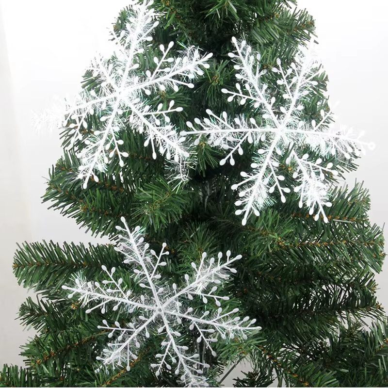 15Bags Artificial Snowflake Ornaments Plastic Brushed Christmas Snowflakes Christmas Tree Pendants Home Party Decoration