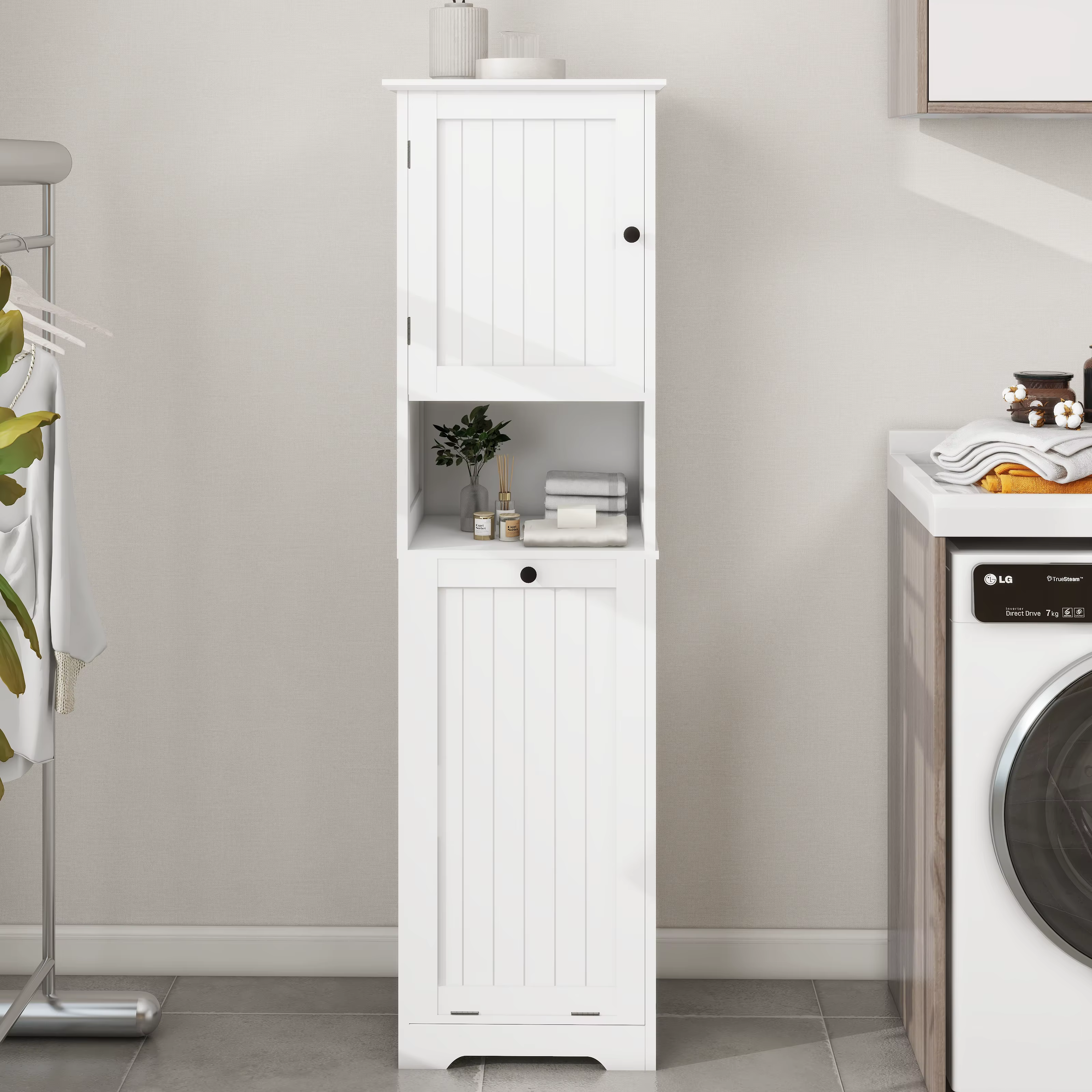 Single cell single door inclined laundry sorting cabinet white stable durable imple and fashionable design