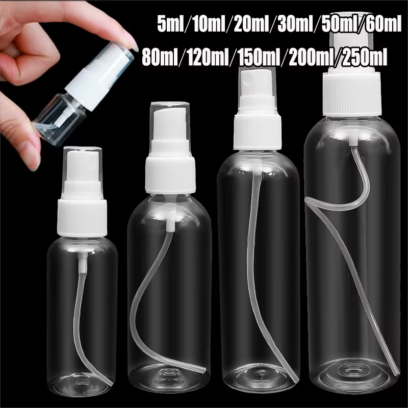 10/20/30/50/60/80/120/150/200/250ml Transparent Refillable Bottles Mist Pump Perfume Essential Oil Atomizer Travel Spray Bottle