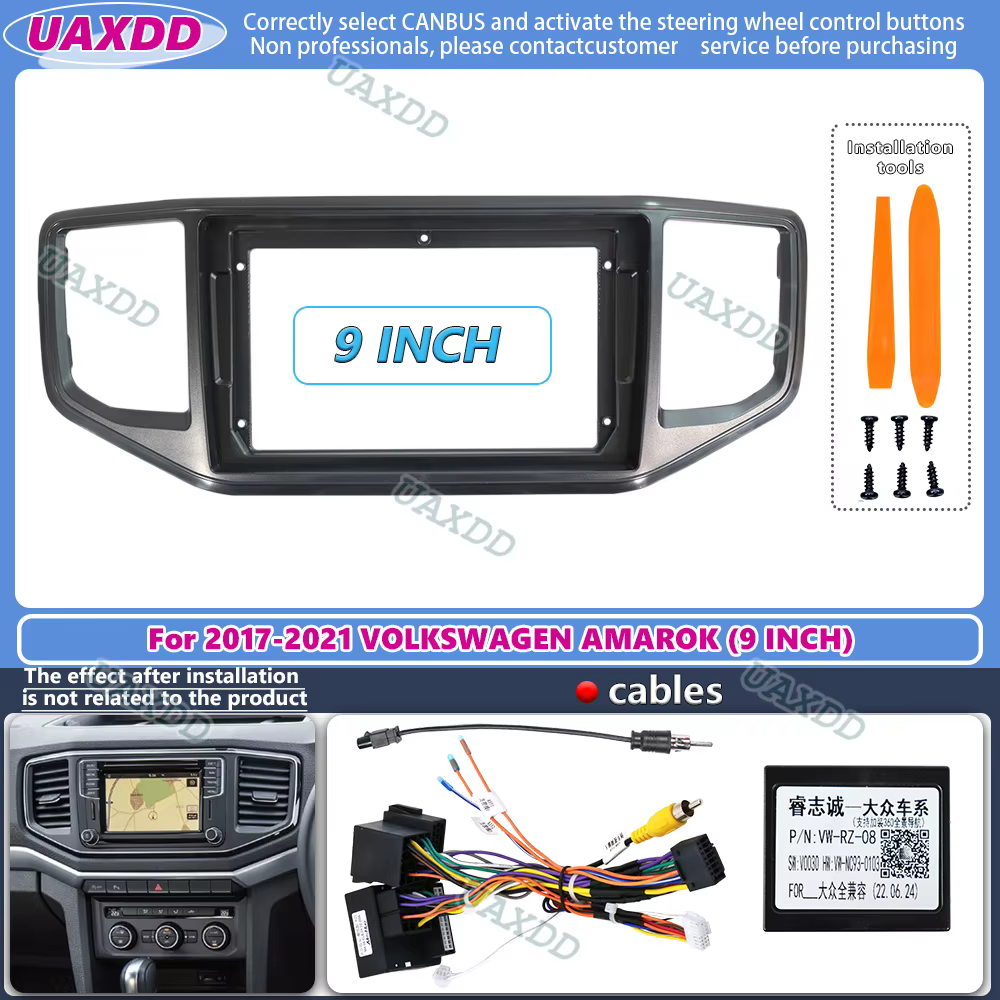 9inch 2 din Car Radio Frame For 2017-2021 VW Volkswagen Amarok Stereo Panel Dashboard Installation Trim GPS DVD Accessory Fascia