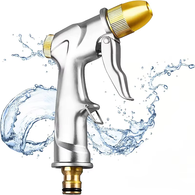 Spray Gun High Pressure with Full Brass Nozzle Handheld Water Nozzle Pistol Grip Sprayer for Watering Garden/Sidewalk/Car Wash