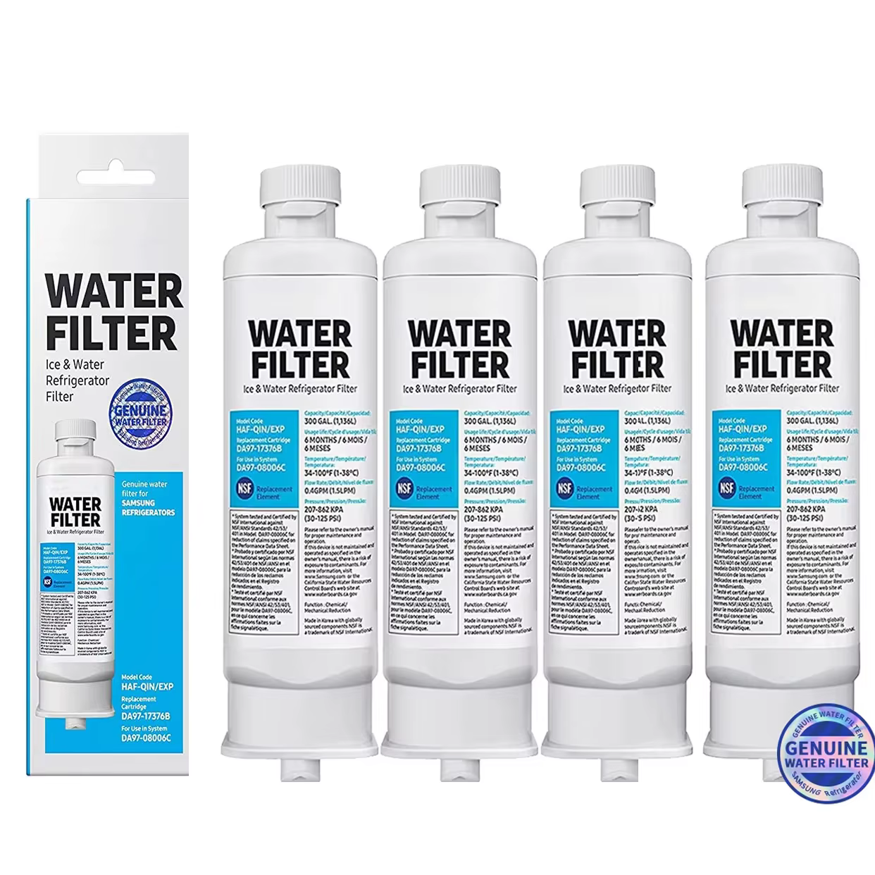 NSF Certified Compatible with Samsung DA97-17376B Refrigerator Water Filter HAF-QIN / EXP DA97-08006C RF23M8070SG RF23M8070SR