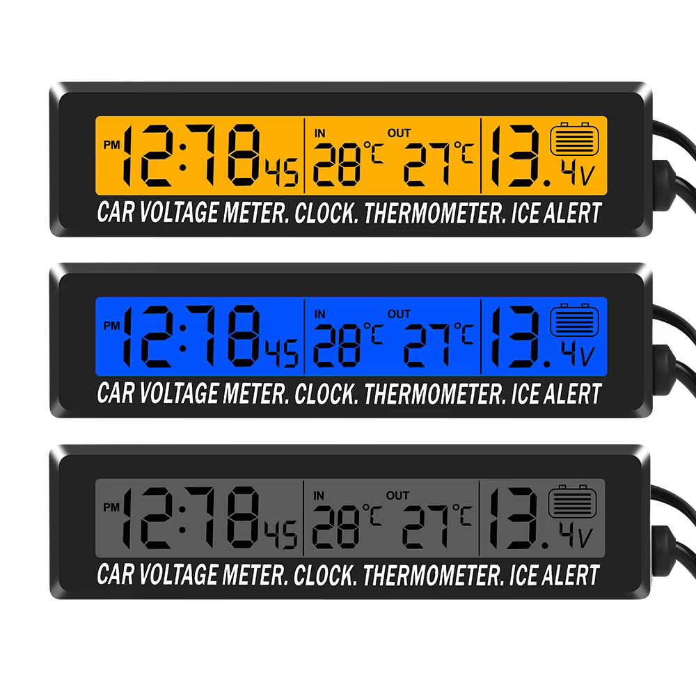 4 in 1 Clock Calendar Thermomete Car Multi-Function Color Screen Voltage With LCD Time Date In-Car Outdoor Temperature Display