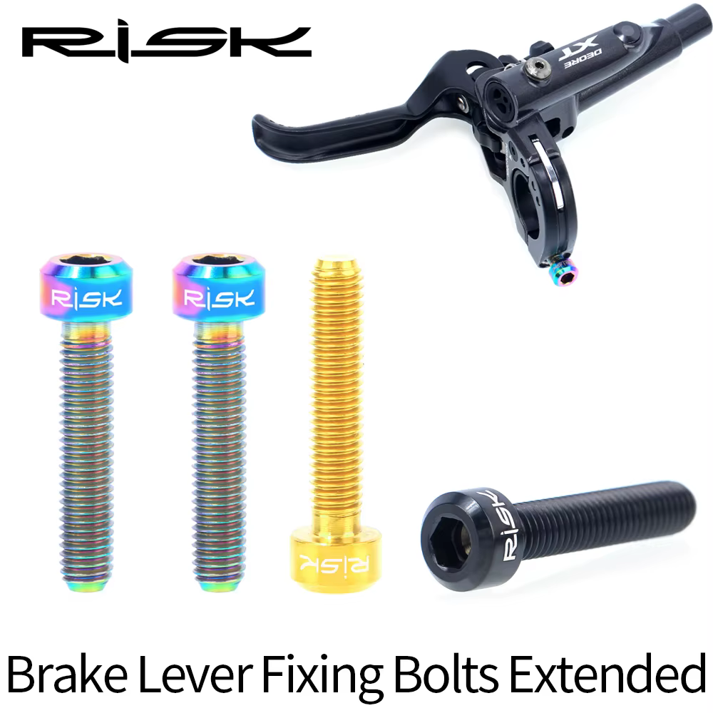 2pcs Risk Titanium Alloy Bike Brake Lever Bolts Ultralight M5*25mm Bicycle Screws Extended for XT M8000 Cycling Parts