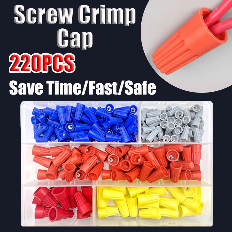 40/220PCS Fast Connector Spring Cap Crimp End Terminal AWG24-7 Insulated Electrical Insert Splice Rotating Wire Connection