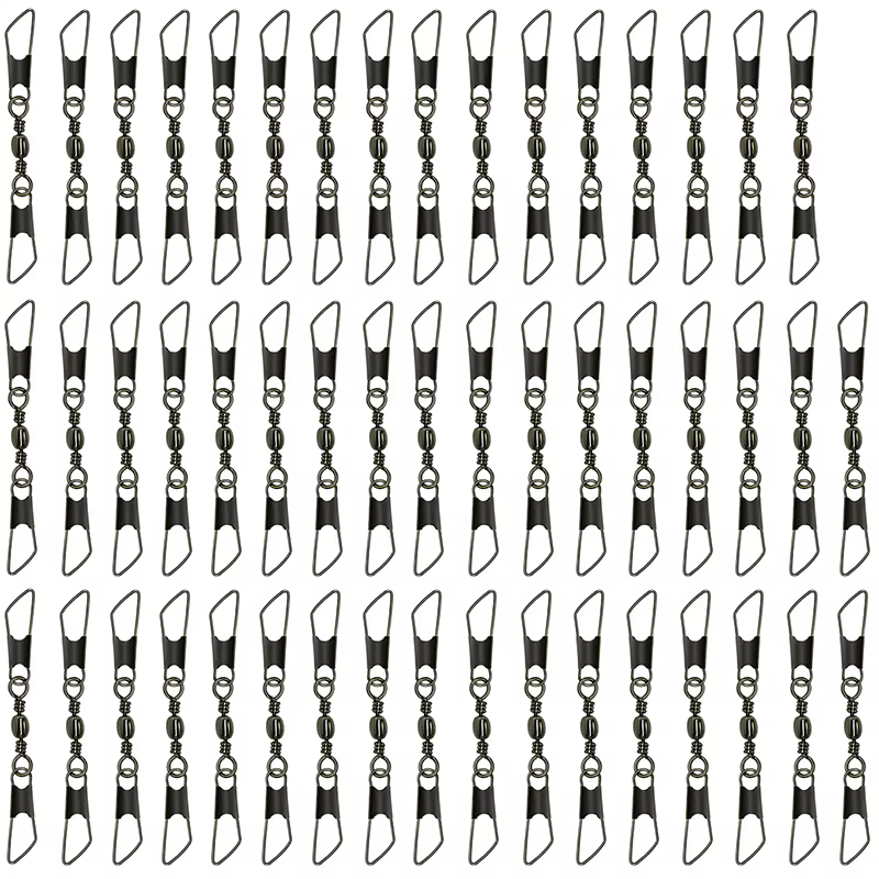 50Pcs Ball Bearing Barrel Rolling Swivel Solid Ring Double A Interlock Snap Fishing Connector With Pin Fishing Accessories Pesca