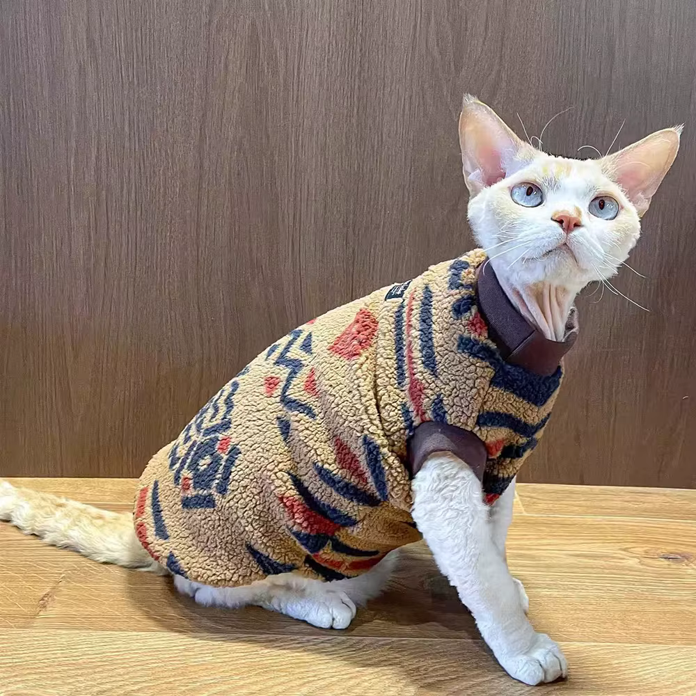 National Style Cat Puppy Sweater Autumn Winter Pet Clothes Fleece Pullover for Small Dogs Cats Kitten Sphynx Clothing Outfits