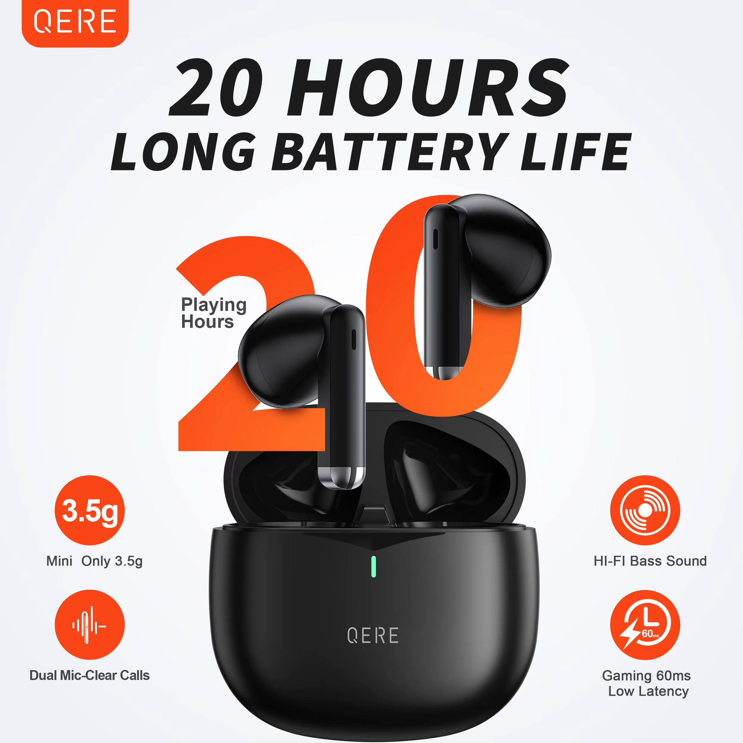 Wireless Earphones,QERE E28,NEW TWS Bluetooth 5.3,HD Microphone,HIFI Headphones ,13mm Driver,60ms Low Latency,4 Mics+ENC Call