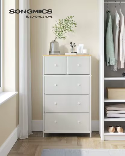 SONGMICS Dresser, storage s wardrobe with 5 fabric drawers