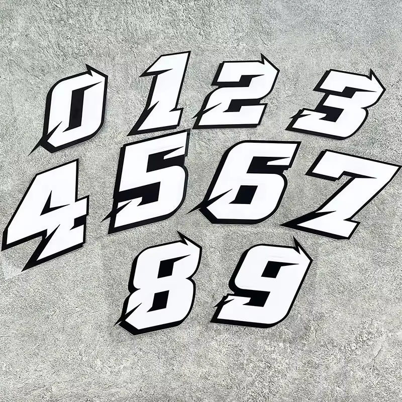 JDM Style 0123456789 Numbers DIY Racing Driver Number Waterproof Motorcycle Stickers for Yamaha Kawasaki SUZUKI KTM BMW Vespa