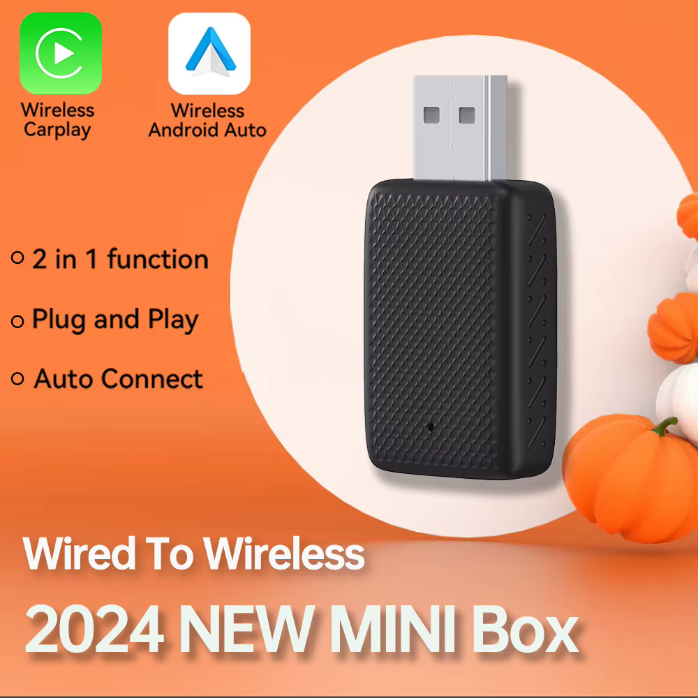 NEW 2in1 Wireless Mini Box CarPlay Android Auto Wired To Wireless Smart Adapter Plug&Play Dongle Bluetooth WiFi Fast Connect Box