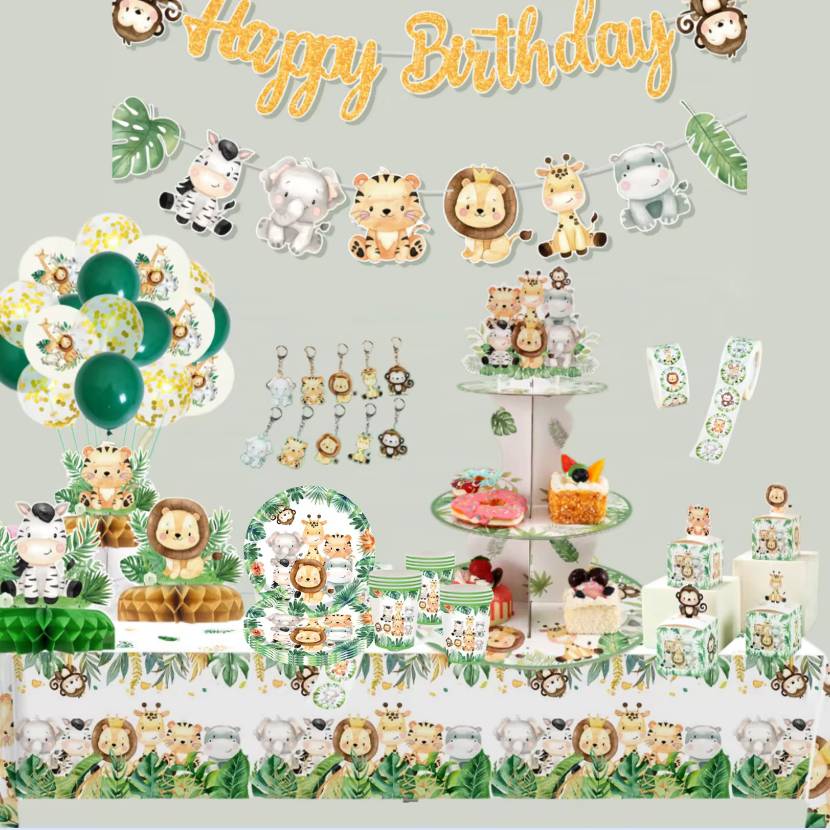 Jungle Safari Birthday Decoration Jungle Animals 1st Birthday Gifts Decoration Wild One Birthday Tableware Baby Shower Decor