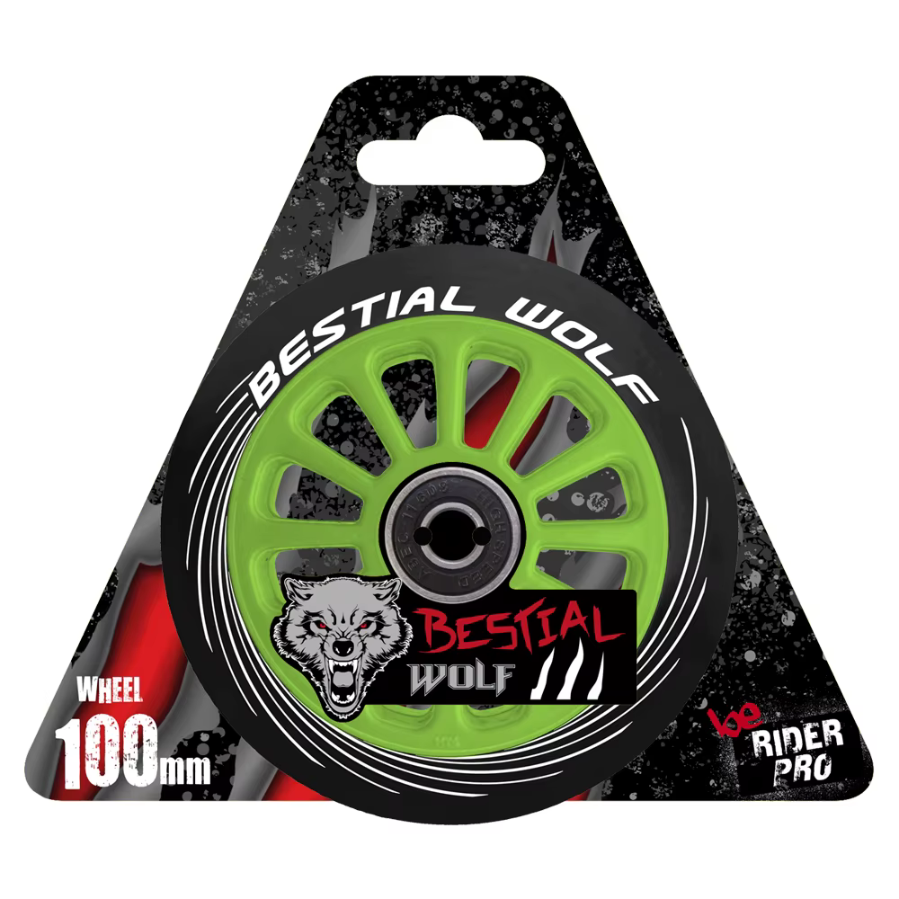 PILOT 100 MM Wolf 100mm Bestial wheel for Pro Scooters Ideal for Park and Freestyle (green)