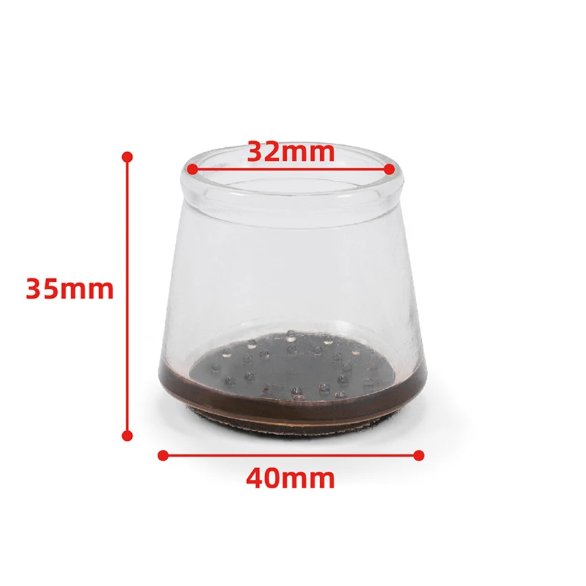 12 pieces of anti-slip felt furniture foot cover (transparent + Brown)