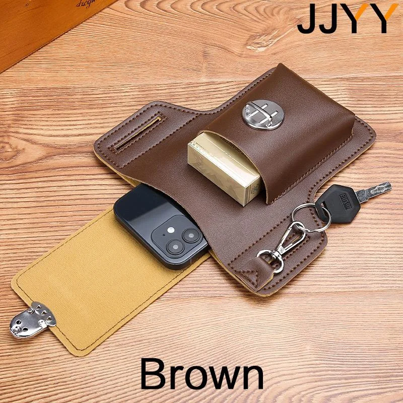 Men Leather Pack Waist Bag Belt Clip Phone case Holster Mobile phone bag Fits all mobile 5.4 - 6.9 inch phones iphone Samsung
