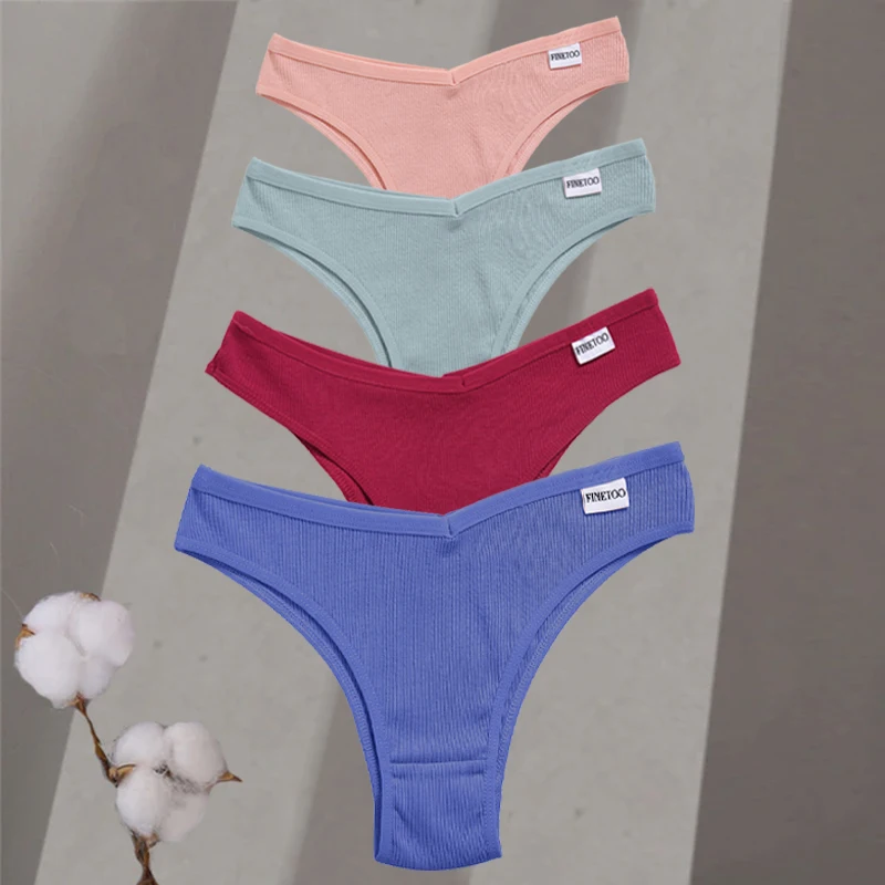 4Pcs/Set Women Cotton Lingerie Female Sexy Low Waist Panties M-XL Underwear Thongs 10 Solid Color Bikini Girls Intimates Briefs