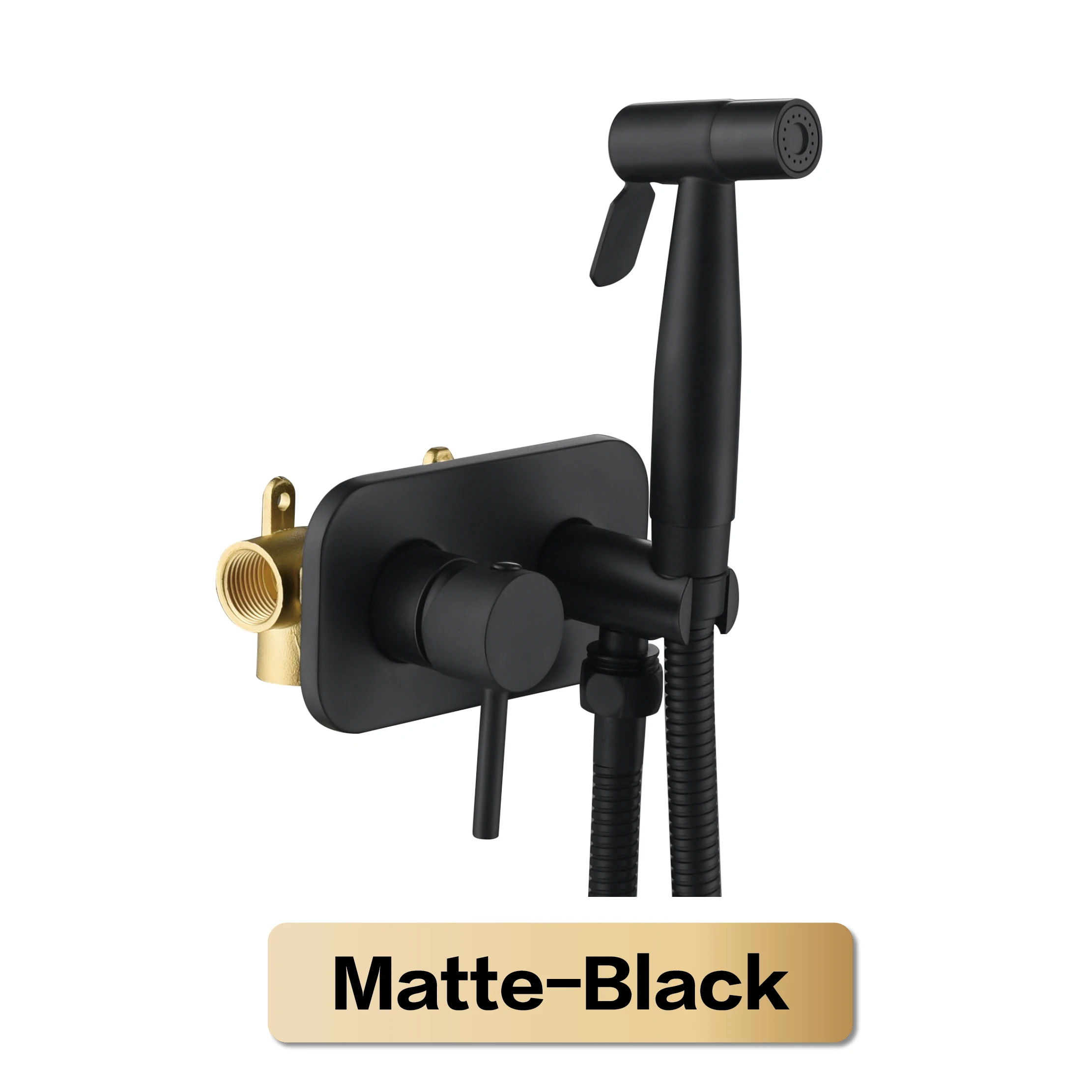Wall mounted pressurized toilet spray gun set copper body hot and cold cleaning nozzle black toilet partner shower