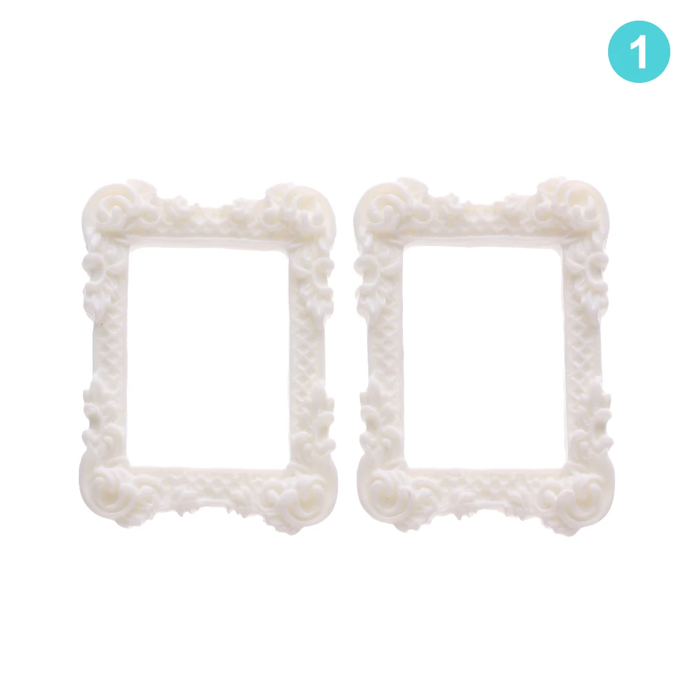 2Pcs 1/12 Mini Resin Photo Frame Dollhouse Miniature Accessories Simulation Furniture Model Toy For Children Doll House Decor
