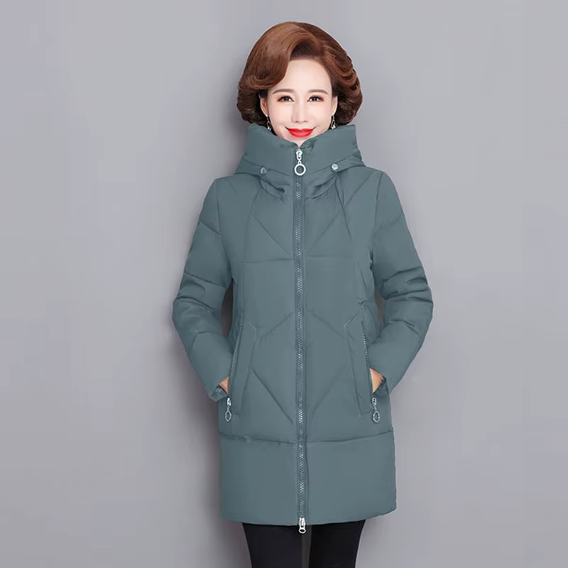 Hooded Thick Down Jacket Female 2023 New Middle Aged Mother Cotton Winter Coat Grandmother Wear Plus Size Long Parka Women 6XL