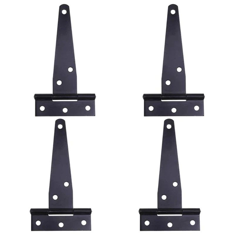 GTBL 4 PCS 6 Inch Heavy Duty Door Hinges T-Strap Tee Shed Hinge Gate Hinges for Wooden Gates Hinges (Black)