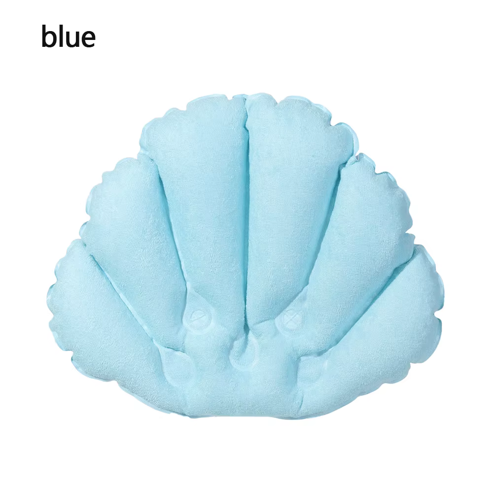1PC Soft Spa Neck Support Pillow Inflatable Bath Pillow With Suction Cups Bathtub Fan-shaped Cushion Bathing Accessories