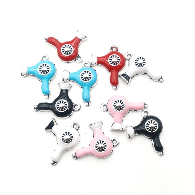 10pcs 26x20mm Charms Hair Dryer Color Dripping Oil Alloy Tibetan Pendants Antique Jewelry Making DIY Handmade Accessories