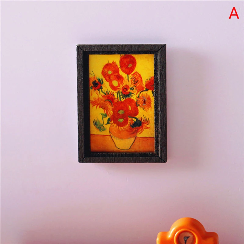 1 Pcs 1:12 Mini Dollhouse Miniature Photo Frame Antique Manny Frame Oil Painting DIY Doll House Decorative Accessories
