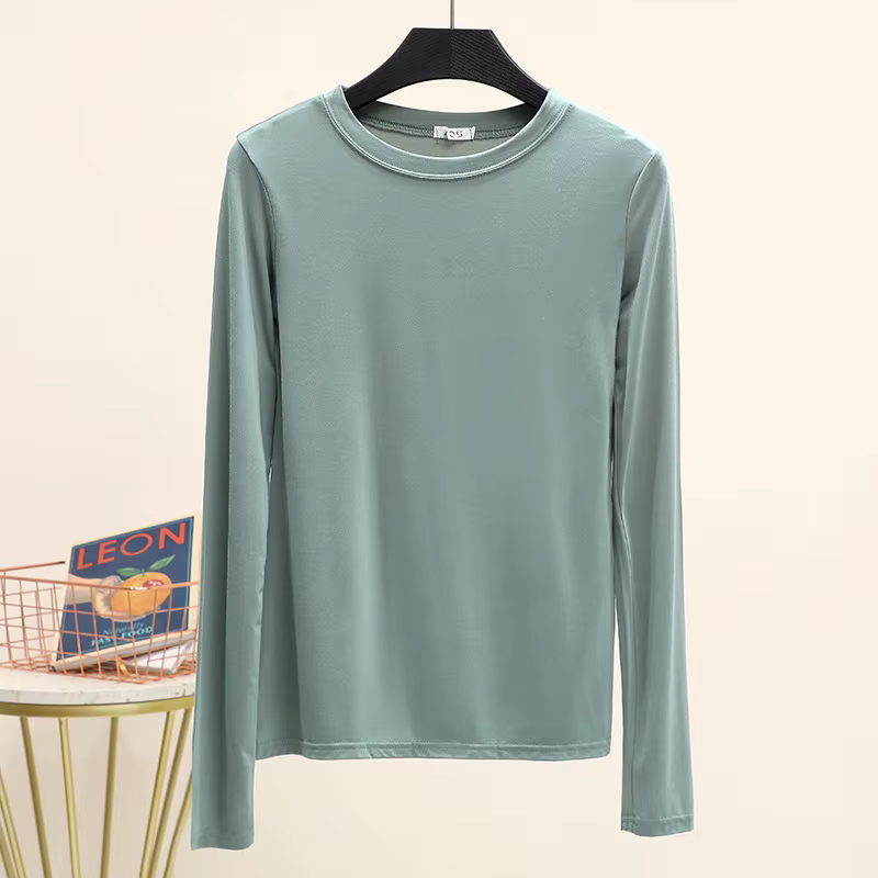 Modal Solid Basic Tshirt O Neck Long Sleeves Women Autumn Bottoming Tee Tops All match Tee Shirt Plus size undershirt